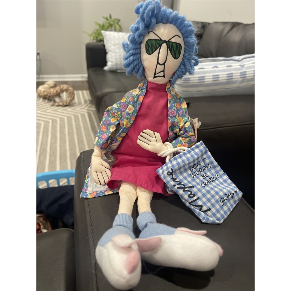 Maxine Doll Hallmark Cards Plush Don't Worry Be Crabby w/Bunny Slippers 15"